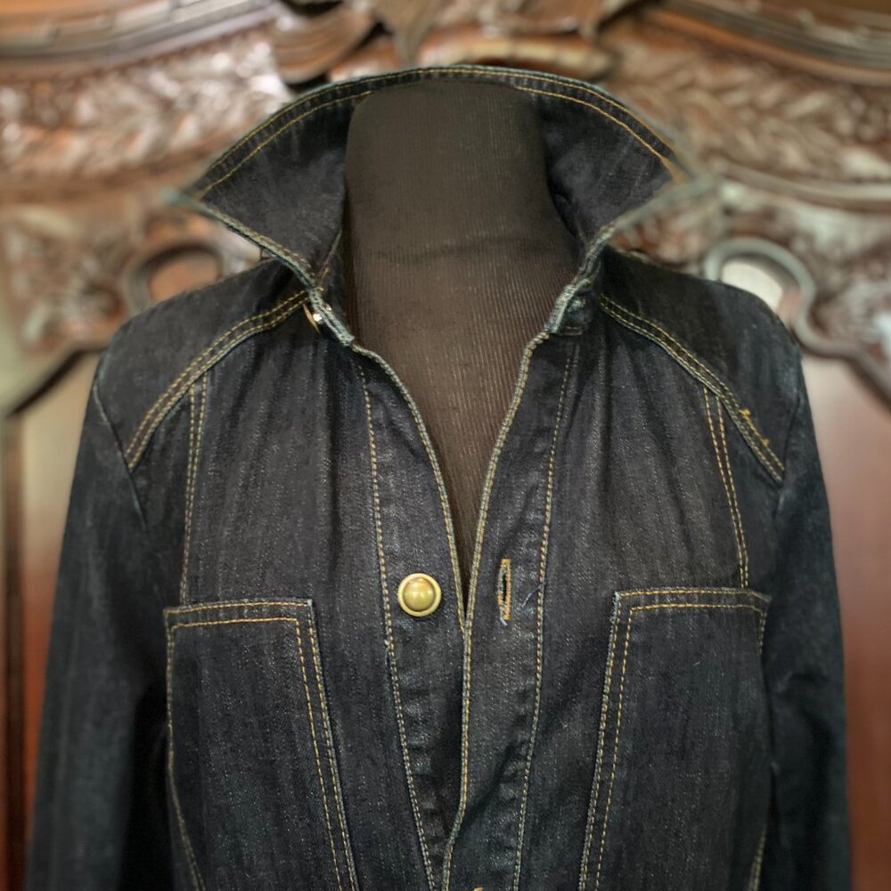 Brand New with Tags Free People Structured Belted Denim Jacket in Indigo, Size L - Picture 12 of 15